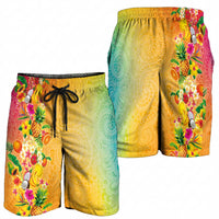 Hawaiian Tropical Fruits and Plants Shorts for Men Kakau Pattern Summer Vibe LT03 - Polynesian Pride