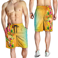 Hawaiian Tropical Fruits and Plants Shorts for Men Kakau Pattern Summer Vibe LT03 - Polynesian Pride