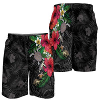 Hawaiian Tropical Plants and Turtles Shorts for Men Polynesian Art Motifs