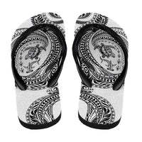 Hawaiian Turtle and Shark Flip Flops Kakau Tribal with Polynesian Pattern White Color LT03 - Polynesian Pride