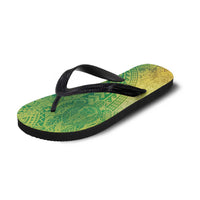 Hawaiian Turtles and Leis Flip Flops Tribal Kakau Pattern Fresh Summer Vibe