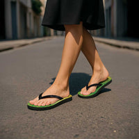 Hawaiian Turtles and Leis Flip Flops Tribal Kakau Pattern Fresh Summer Vibe