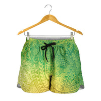 Hawaiian Turtles and Leis Shorts for Women Tribal Kakau Pattern Fresh Summer Vibe