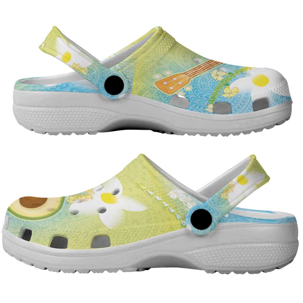 Hawaiian Ukulele Avocado Clogs Shoes Leis and Polynesian Pattern LT03 - Polynesian Pride