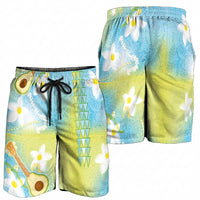 Hawaiian Ukulele Avocado Shorts for Men Leis and Polynesian Pattern LT03 - Polynesian Pride