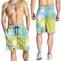 Hawaiian Ukulele Avocado Shorts for Men Leis and Polynesian Pattern LT03 - Polynesian Pride