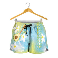 Hawaiian Ukulele Avocado Shorts for Women Leis and Polynesian Pattern LT03 - Polynesian Pride