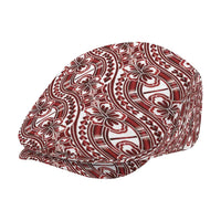 Hibiscus Bloom Island Tribal Waves Jeff Hat Red Polynesian Pattern