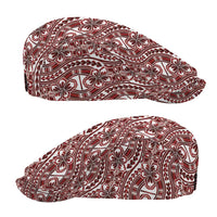 Hibiscus Bloom Island Tribal Waves Jeff Hat Red Polynesian Pattern
