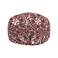 Hibiscus Bloom Island Tribal Waves Jeff Hat Red Polynesian Pattern