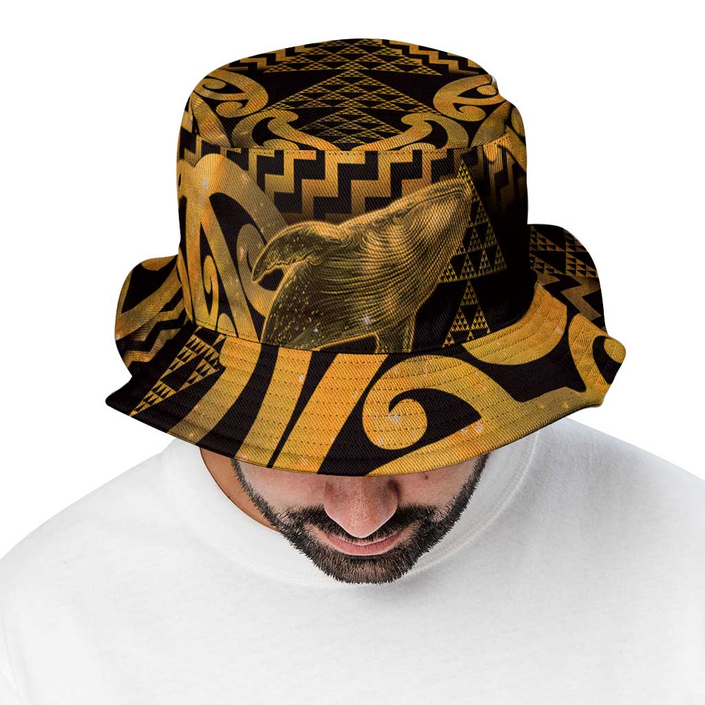 Humpback Whale Matariki New Zealand Bucket Hat NZ Maori Paikea Poutama Luxury Gold LT14 - Polynesian Pride
