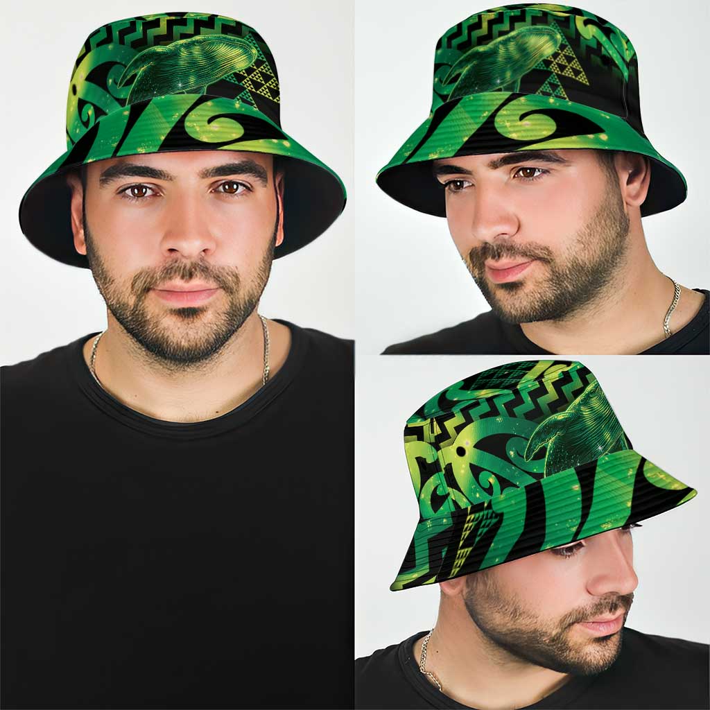 Humpback Whale Matariki New Zealand Bucket Hat NZ Maori Paikea Poutama Luxury Green LT14 - Polynesian Pride