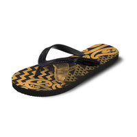 Humpback Whale Matariki New Zealand Flip Flops NZ Maori Paikea Poutama Luxury Gold LT14 - Polynesian Pride