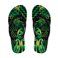 Humpback Whale Matariki New Zealand Flip Flops NZ Maori Paikea Poutama Luxury Green LT14 Green - Polynesian Pride