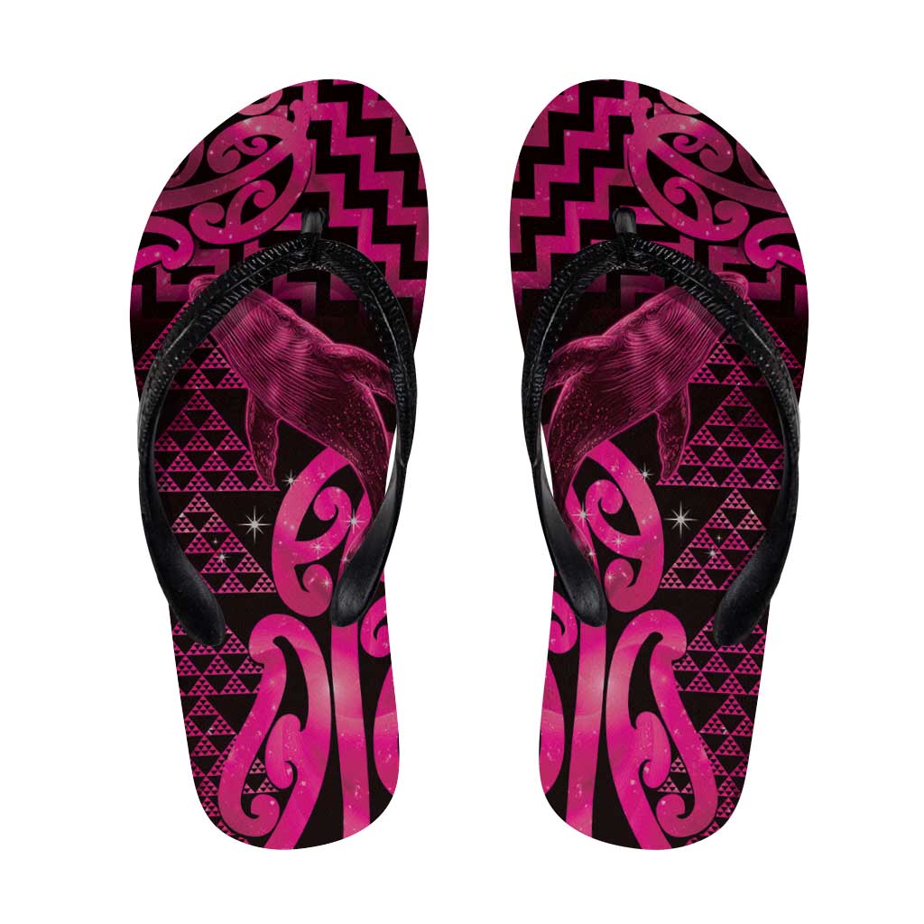 Humpback Whale Matariki New Zealand Flip Flops NZ Maori Paikea Poutama Luxury Pink