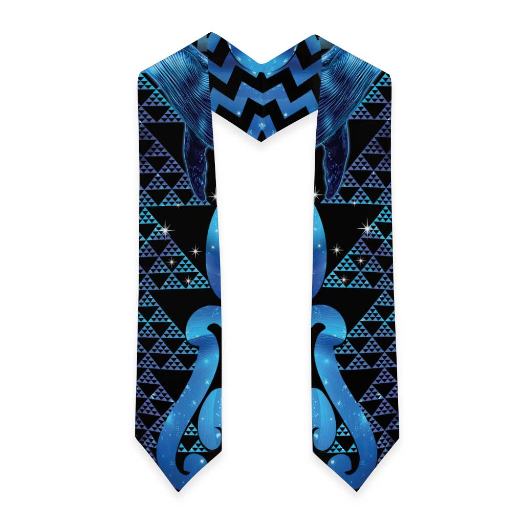 Humpback Whale Matariki New Zealand Graduation Stole NZ Maori Paikea Poutama Luxury Blue LT14 - Polynesian Pride