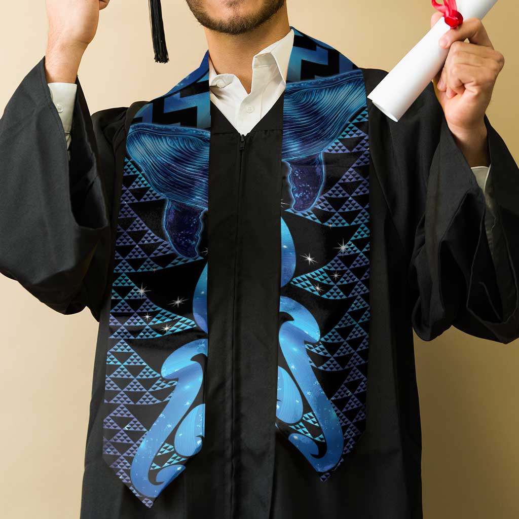 Humpback Whale Matariki New Zealand Graduation Stole NZ Maori Paikea Poutama Luxury Blue LT14 - Polynesian Pride