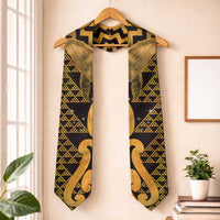 Humpback Whale Matariki New Zealand Graduation Stole NZ Maori Paikea Poutama Luxury Gold LT14 One Size Gold - Polynesian Pride