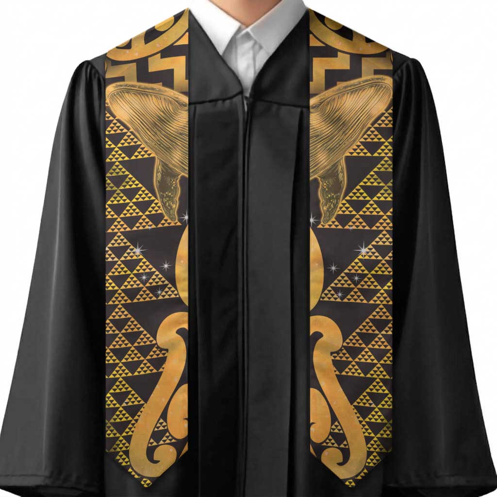 Humpback Whale Matariki New Zealand Graduation Stole NZ Maori Paikea Poutama Luxury Gold LT14 - Polynesian Pride