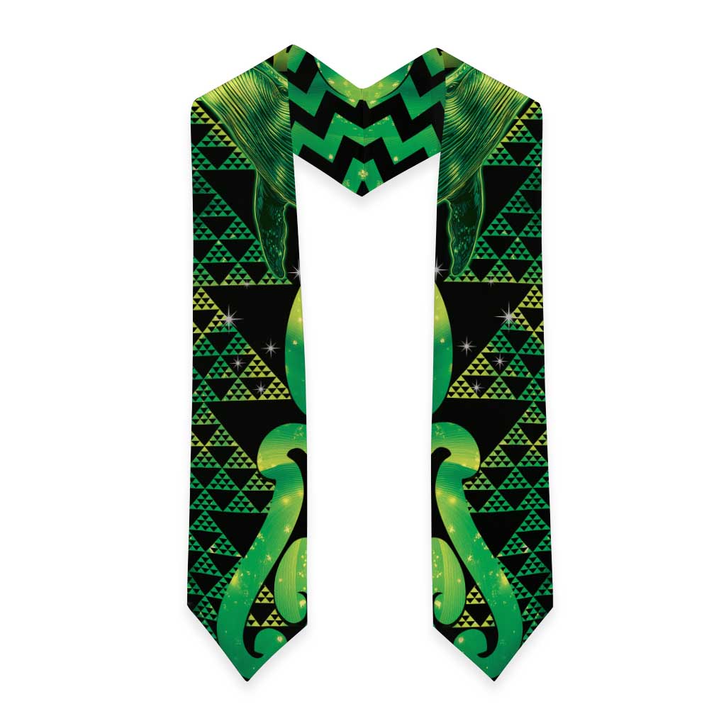 Humpback Whale Matariki New Zealand Graduation Stole NZ Maori Paikea Poutama Luxury Green LT14 - Polynesian Pride