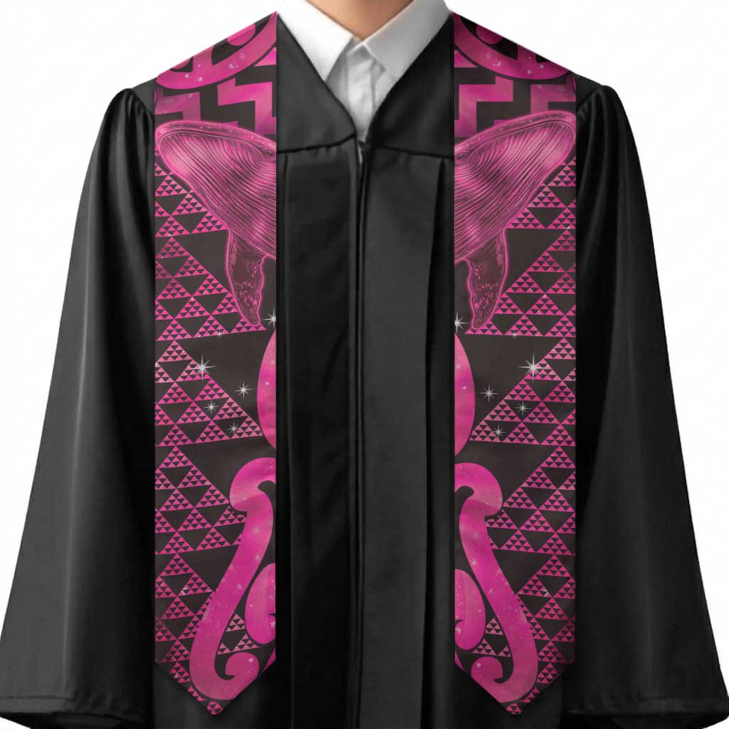 Humpback Whale Matariki New Zealand Graduation Stole NZ Maori Paikea Poutama Luxury Pink LT14 - Polynesian Pride