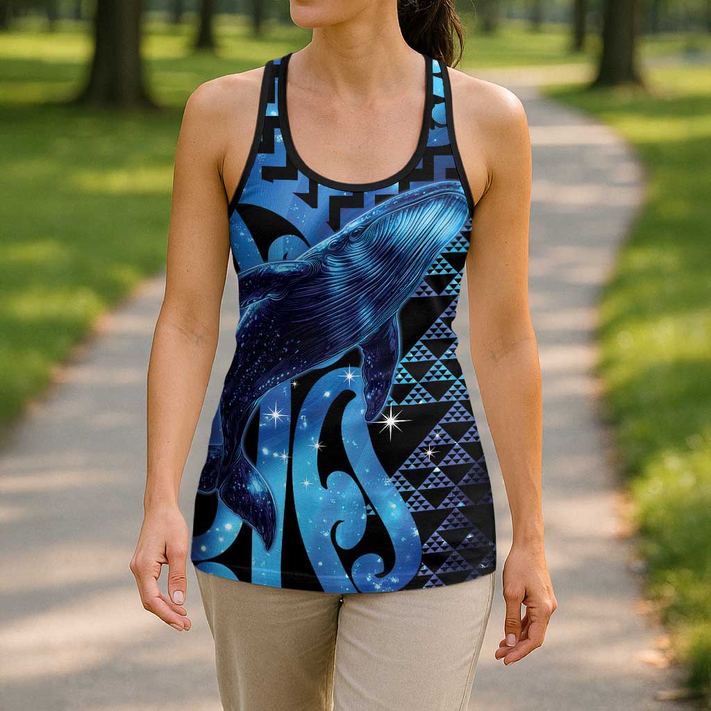 Humpback Whale Matariki New Zealand Hollow Tank Top NZ Maori Paikea Poutama Luxury Blue LT14 - Polynesian Pride