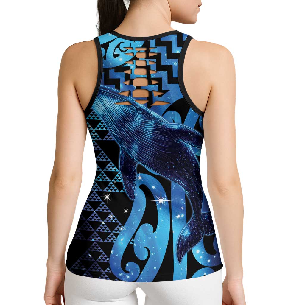 Humpback Whale Matariki New Zealand Hollow Tank Top NZ Maori Paikea Poutama Luxury Blue LT14 - Polynesian Pride