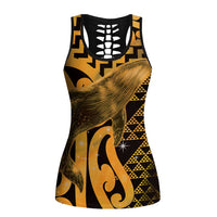 Humpback Whale Matariki New Zealand Hollow Tank Top NZ Maori Paikea Poutama Luxury Gold LT14 Female Gold - Polynesian Pride