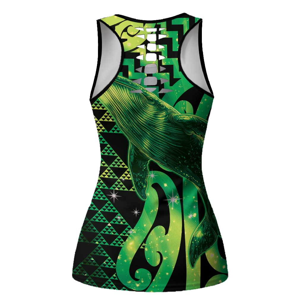 Humpback Whale Matariki New Zealand Hollow Tank Top NZ Maori Paikea Poutama Luxury Green LT14 - Polynesian Pride