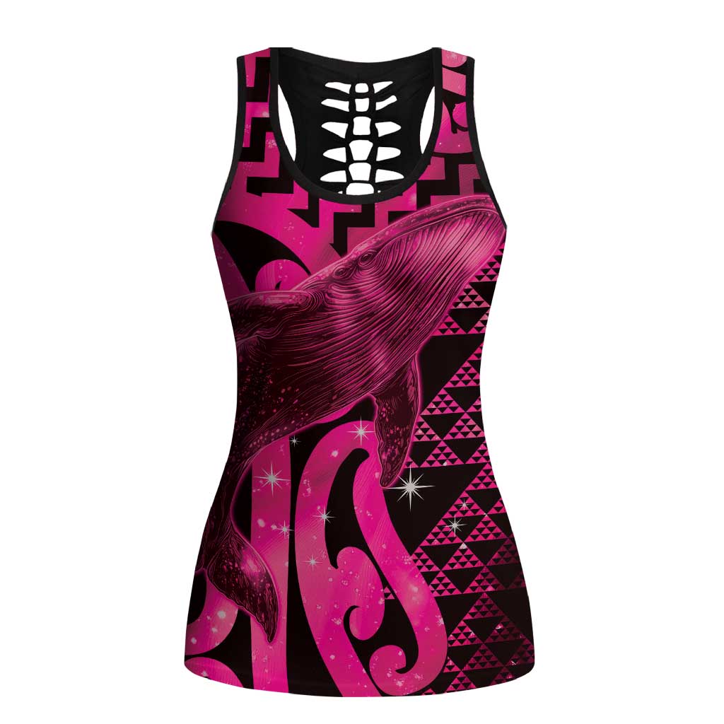 Humpback Whale Matariki New Zealand Hollow Tank Top NZ Maori Paikea Poutama Luxury Pink LT14 Female Pink - Polynesian Pride