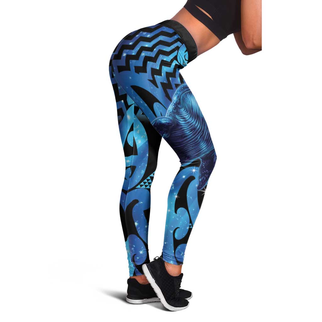 Humpback Whale Matariki New Zealand Leggings NZ Maori Paikea Poutama Luxury Blue LT14 - Polynesian Pride