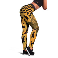 Humpback Whale Matariki New Zealand Leggings NZ Maori Paikea Poutama Luxury Gold LT14 - Polynesian Pride