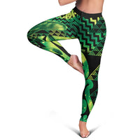 Humpback Whale Matariki New Zealand Leggings NZ Maori Paikea Poutama Luxury Green LT14 - Polynesian Pride