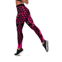 Humpback Whale Matariki New Zealand Leggings NZ Maori Paikea Poutama Luxury Pink LT14 Pink - Polynesian Pride