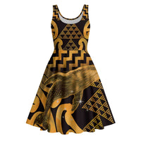 Humpback Whale Matariki New Zealand Midi Dress NZ Maori Paikea Poutama Luxury Gold LT14 Gold - Polynesian Pride