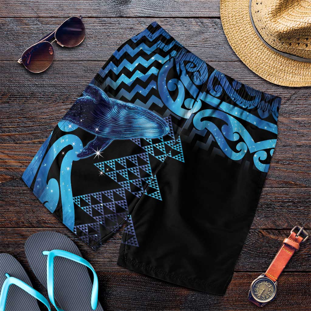 Humpback Whale Matariki New Zealand Shorts for Men NZ Maori Paikea Poutama Luxury Blue LT14 Blue - Polynesian Pride