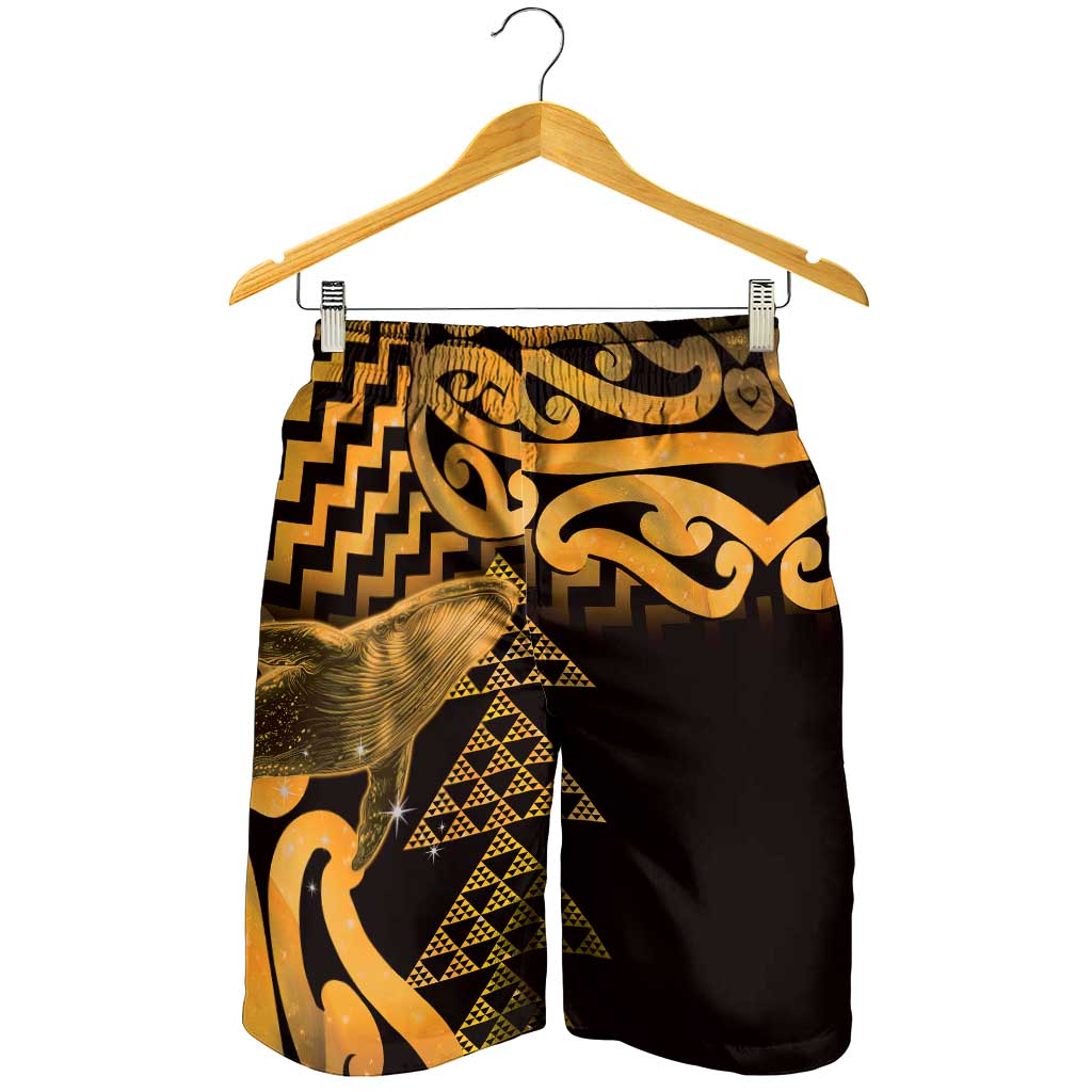 Humpback Whale Matariki New Zealand Shorts for Men NZ Maori Paikea Poutama Luxury Gold LT14 - Polynesian Pride