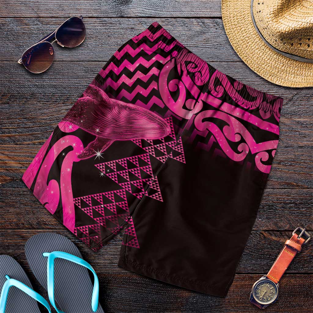 Humpback Whale Matariki New Zealand Shorts for Men NZ Maori Paikea Poutama Luxury Pink LT14 Pink - Polynesian Pride