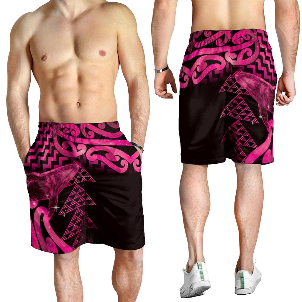 Humpback Whale Matariki New Zealand Shorts for Men NZ Maori Paikea Poutama Luxury Pink LT14 - Polynesian Pride