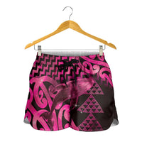 Humpback Whale Matariki New Zealand Shorts for Women NZ Maori Paikea Poutama Luxury Pink LT14 - Polynesian Pride
