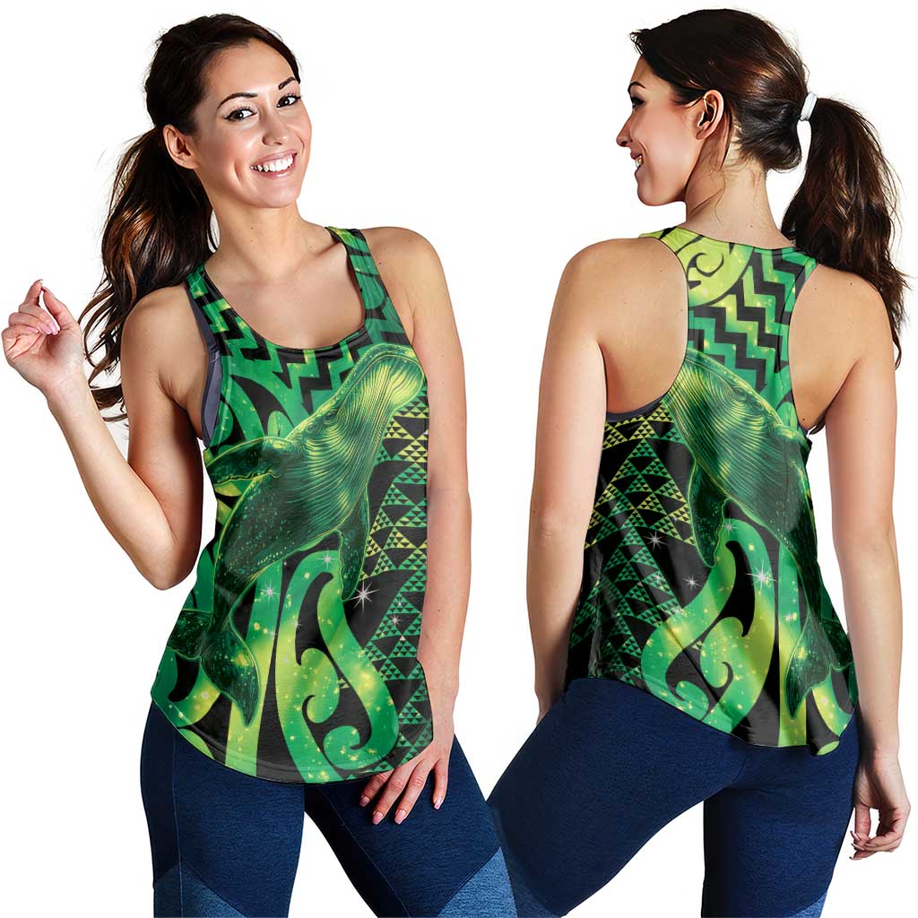 Humpback Whale Matariki New Zealand Women Racerback Tank NZ Maori Paikea Poutama Luxury Green LT14 - Polynesian Pride