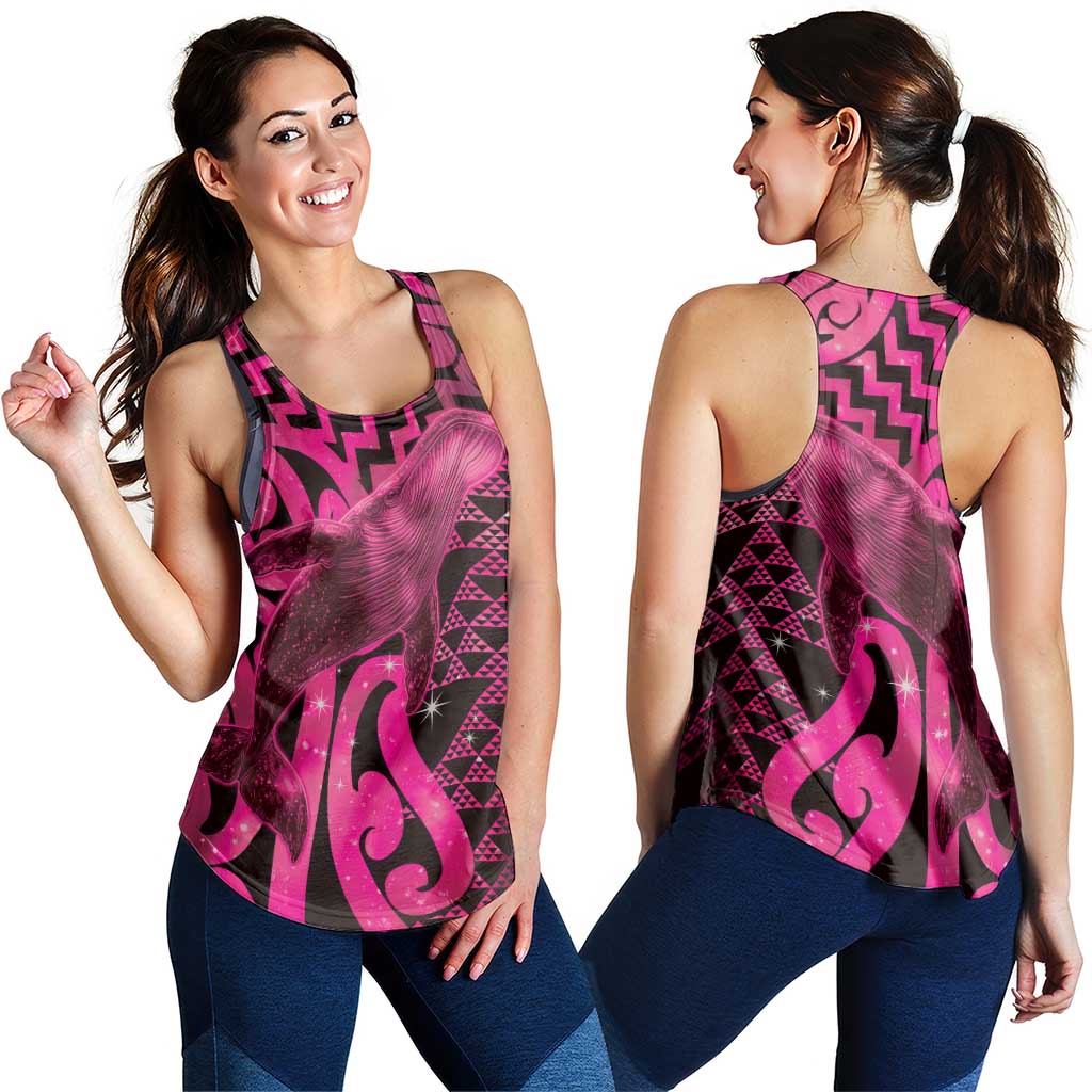 Humpback Whale Matariki New Zealand Women Racerback Tank NZ Maori Paikea Poutama Luxury Pink LT14 - Polynesian Pride