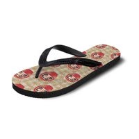 Japanese Daruma Doll Flip Flops Palaka With Seamless Bamboo Pattern LT14 - Polynesian Pride