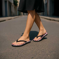 Japanese Daruma Doll Palaka Flip Flops Cherry Blossoms With Shell Lei