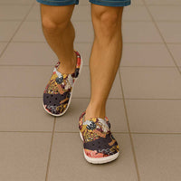 Japanese Hawaiian Crane Clogs Shoes Yellow Ochre Tapa Patchwork Pattern