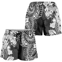 Japanese Irezumi and Hawaiian Polynesian Art Tattoo Shorts for Women Black Color LT03 - Polynesian Pride