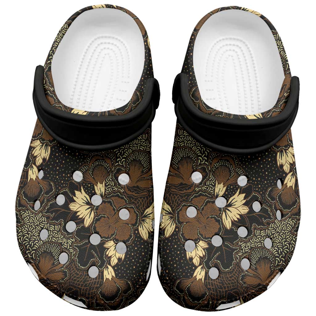 Javanese Batik Semen Clogs Shoes Indonesian Traditional Pattern LT01 Black - Polynesian Pride