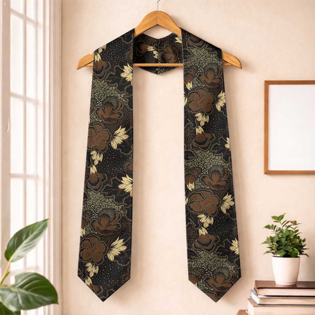 Javanese Batik Semen Graduation Stole Indonesian Traditional Pattern LT01 One Size Black - Polynesian Pride