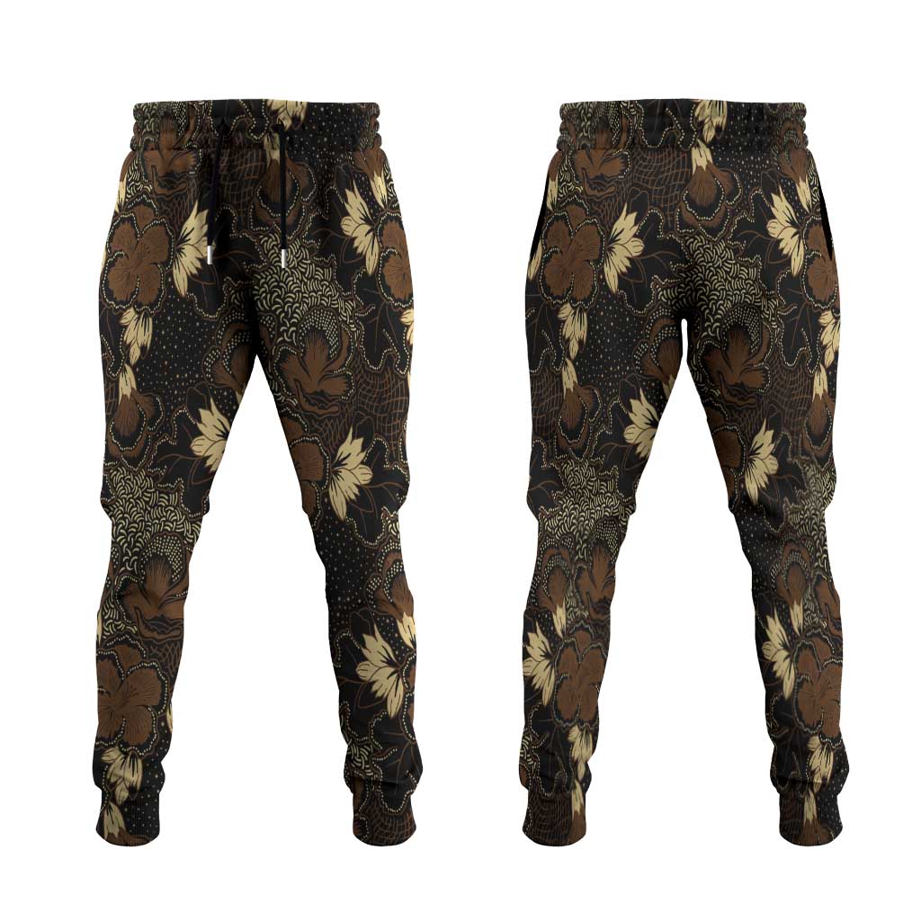 Javanese Batik Semen Jogger Pants Indonesian Traditional Pattern LT01 Black - Polynesian Pride