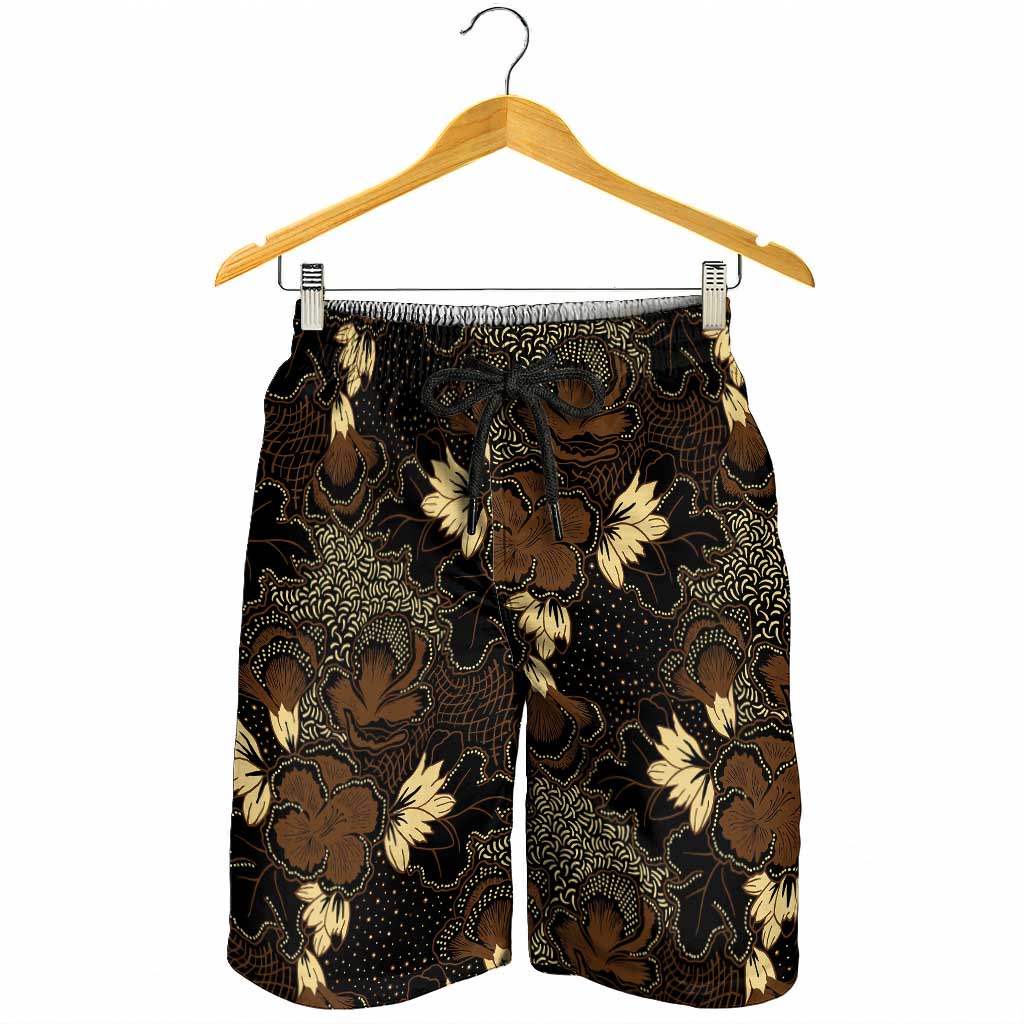 Javanese Batik Semen Shorts for Men Indonesian Traditional Pattern